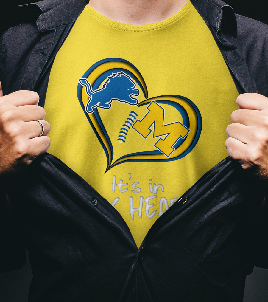Lions Michigan M Heart It's In My Heart T-Shirt