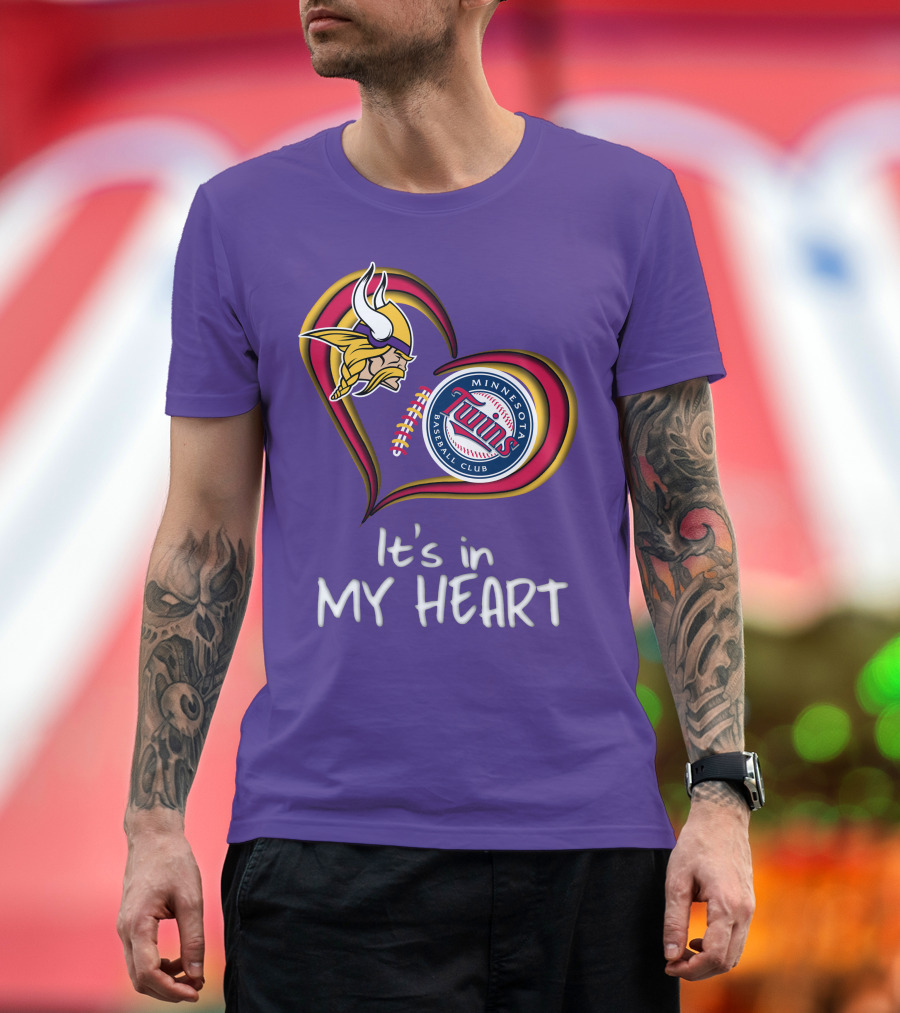Minnesota Vikings Twins Baseball Club It's In My Heart T-Shirt
