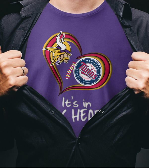 Minnesota Vikings Twins Baseball Club It's In My Heart T-Shirt