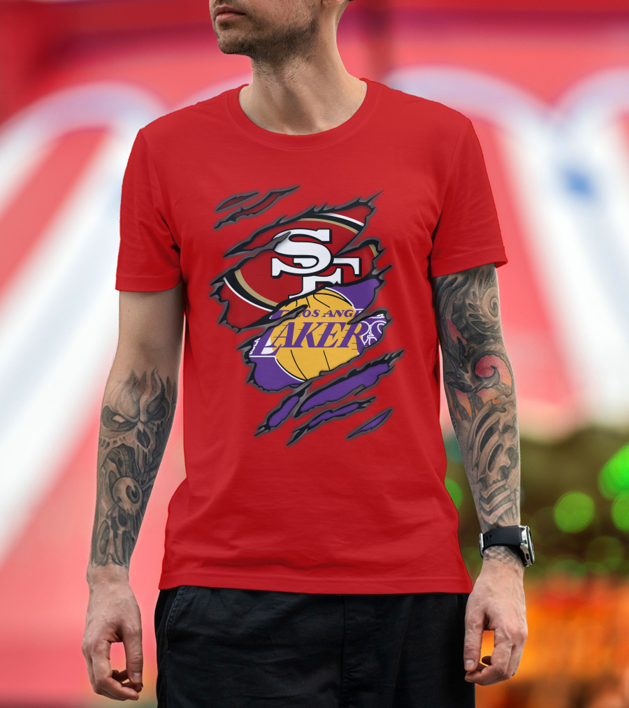San Francisco 49ers And Los Angeles Lakers Fan T-Shirt