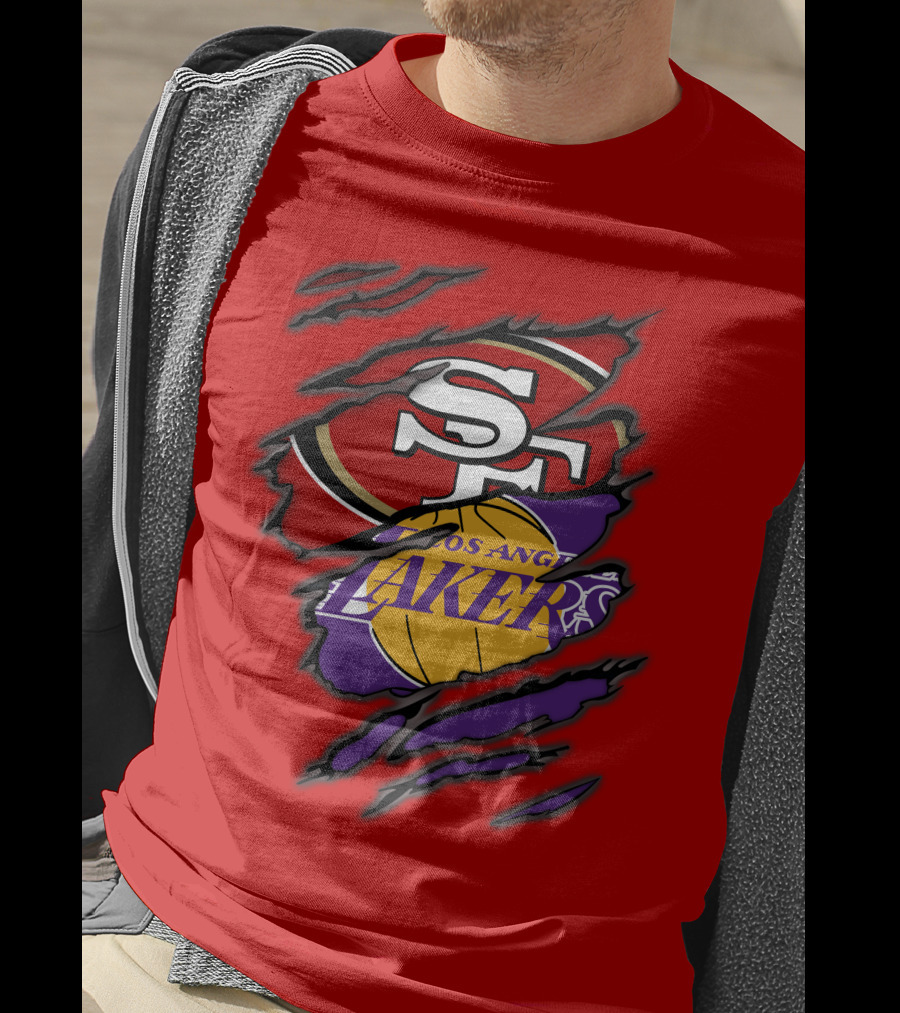 San Francisco 49ers And Los Angeles Lakers Fan T-Shirt