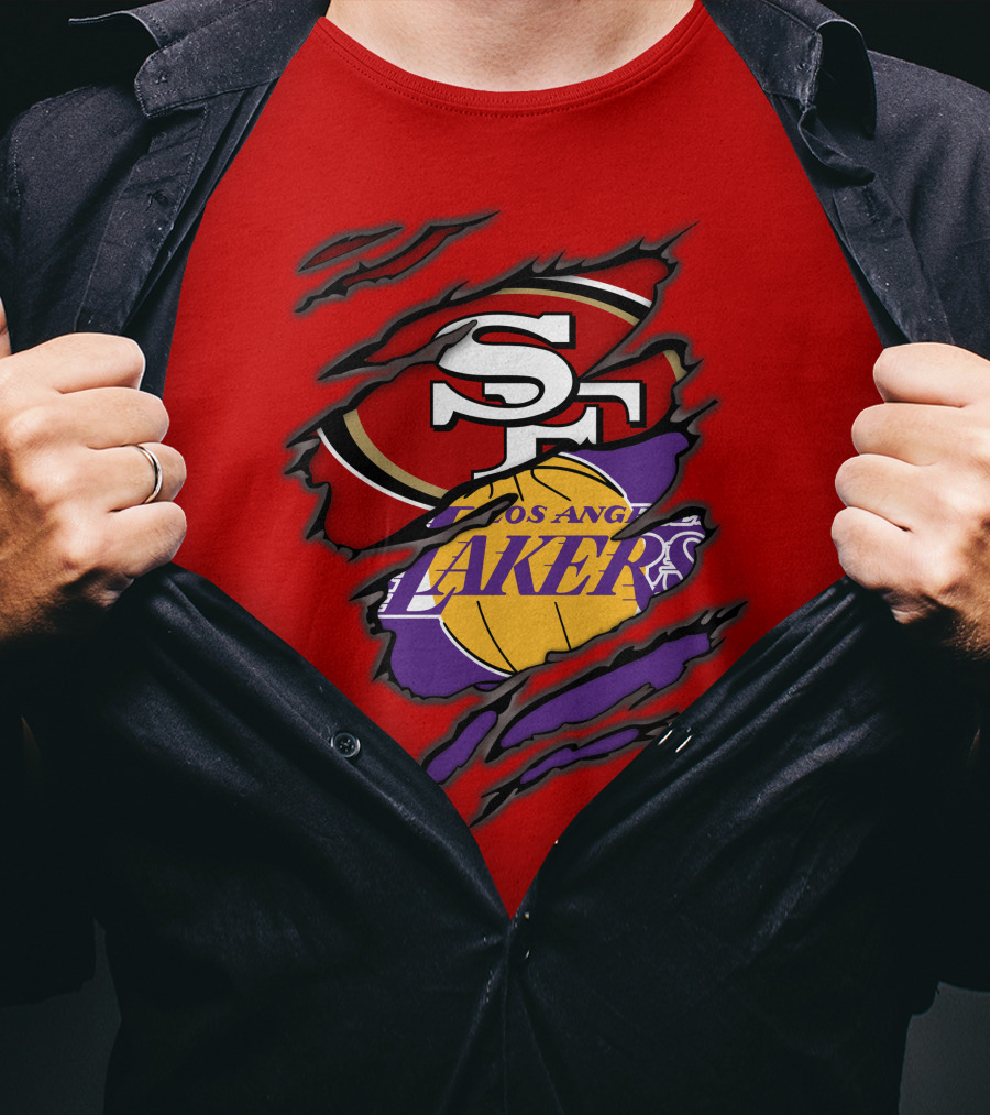 San Francisco 49ers And Los Angeles Lakers Fan T-Shirt