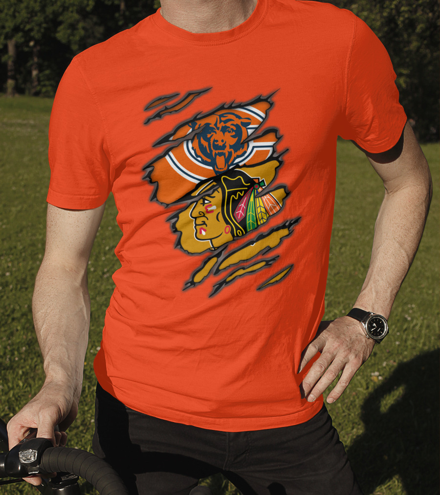Bears Blackhawks NFL NHL Crossover T-Shirt