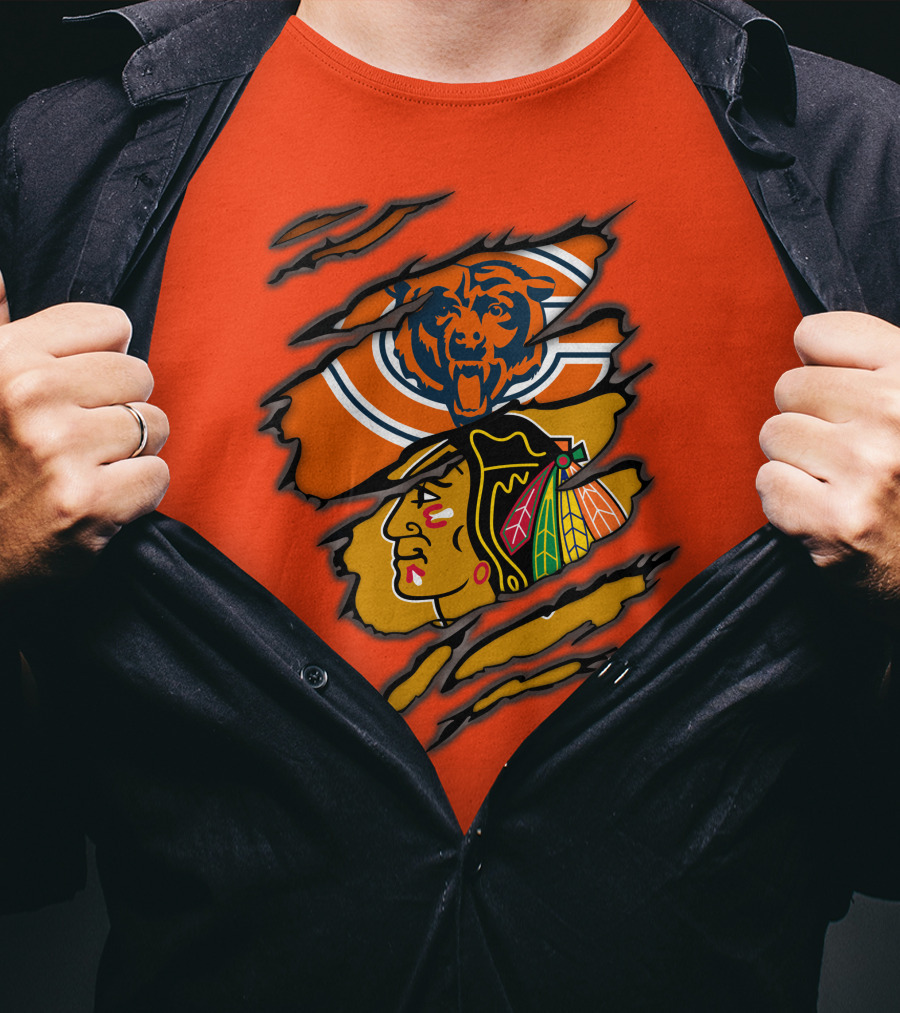 Bears Blackhawks NFL NHL Crossover T-Shirt