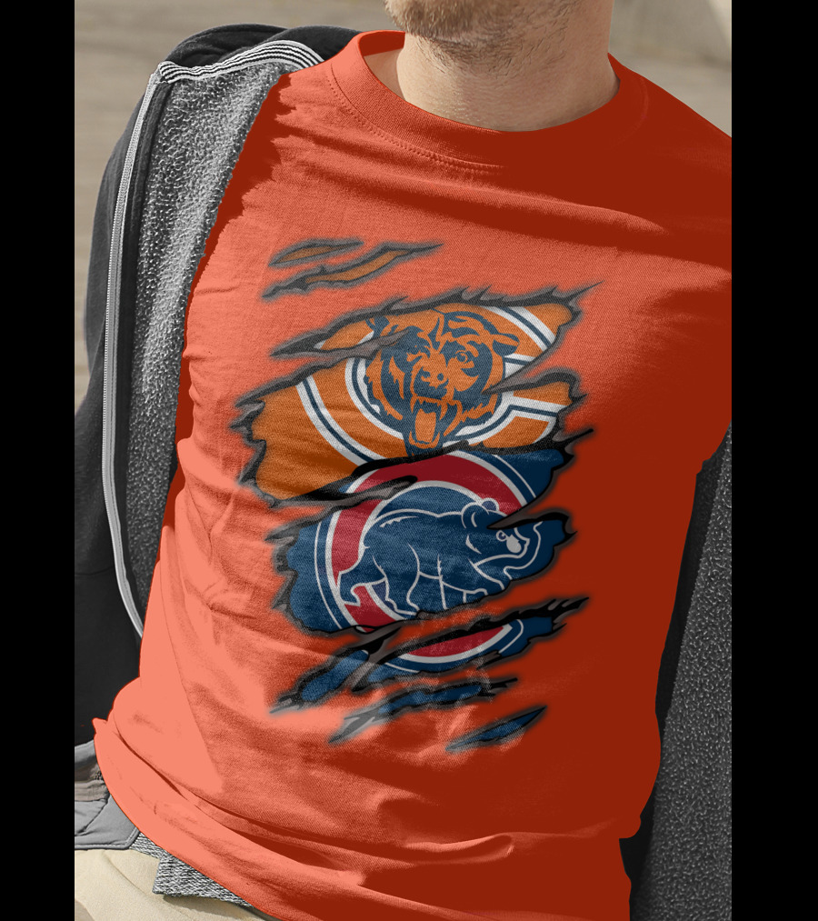 Chicago Bears Cubs Logos Fusion T-Shirt