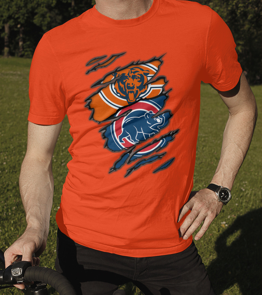 Chicago Bears Cubs Logos Fusion T-Shirt