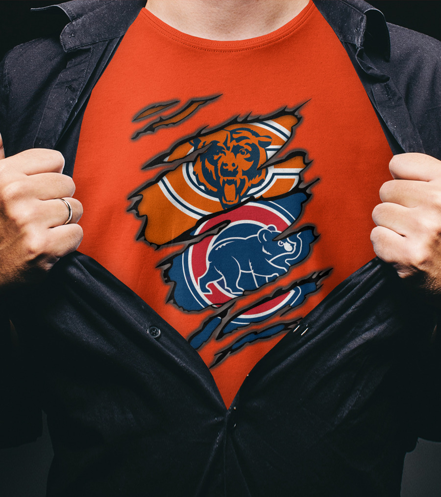 Chicago Bears Cubs Logos Fusion T-Shirt
