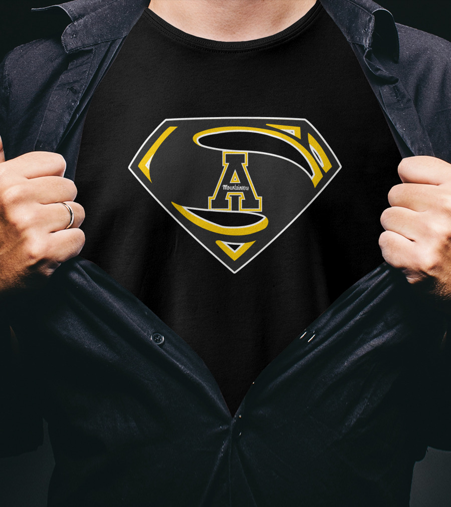 Appalachian State Mountaineers Superman Logo Icon With Mountaineers Text T-Shirt