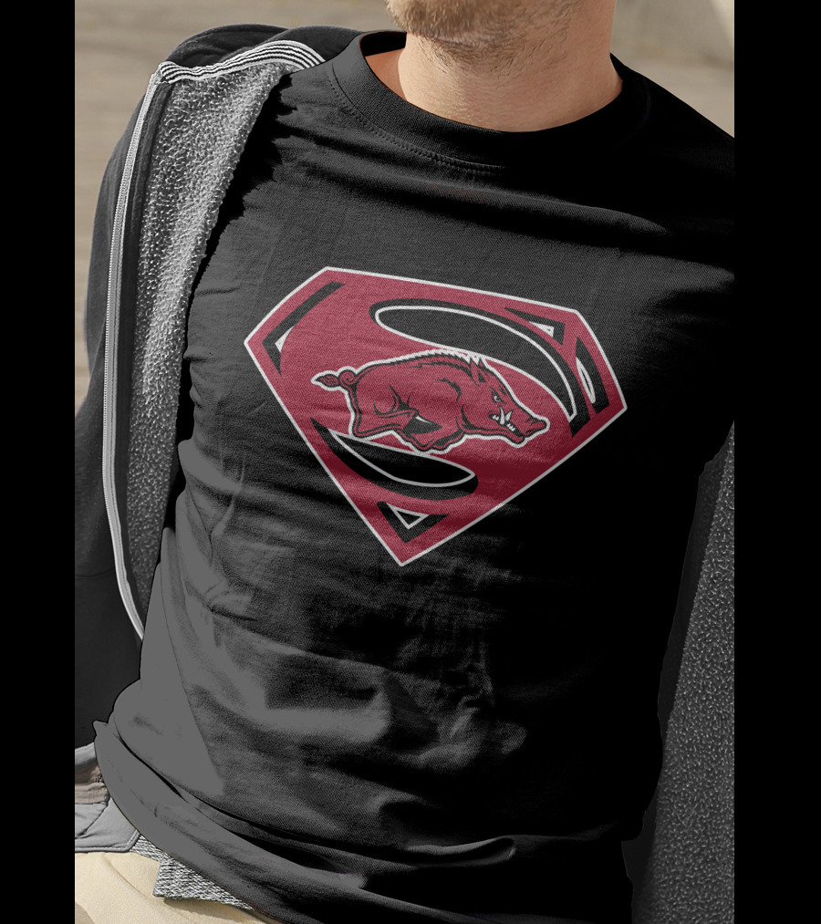 Arkansas Razorbacks Superman Logo Emblem T-Shirt