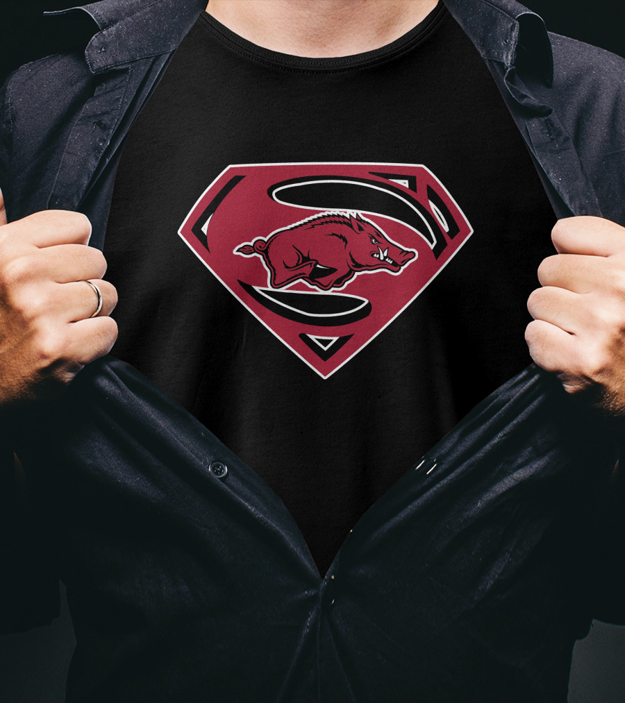 Arkansas Razorbacks Superman Logo Emblem T-Shirt