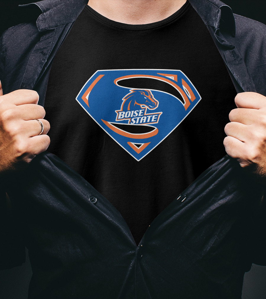 Boise State Superman Boise State Broncos Super Hero Emblem T-Shirt