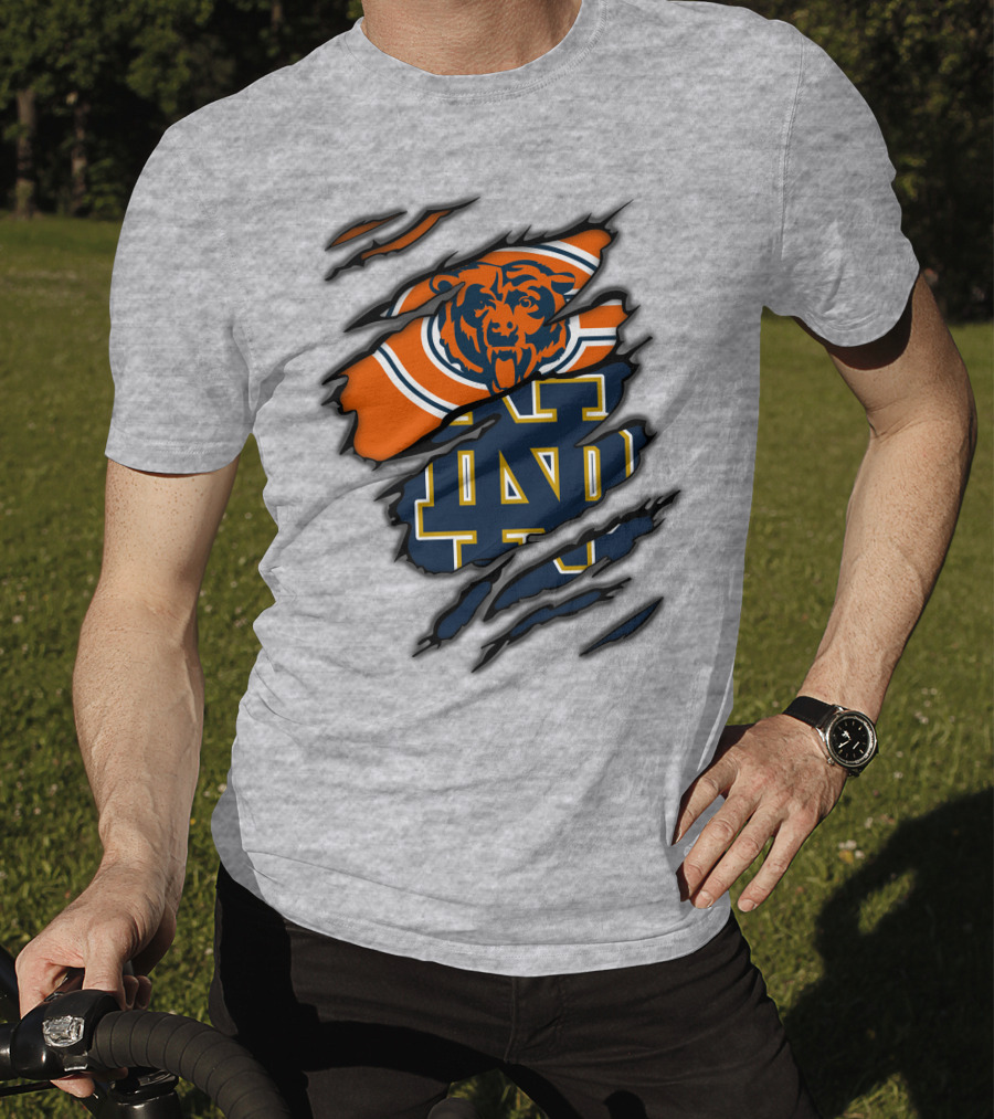 Chicago Bears Notre Dame Fighting Irish Crossover T-Shirt