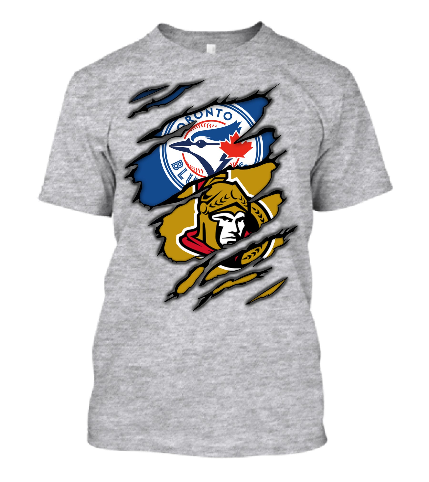 Toronto Blue Jays Ottawa Senators Dual Logo Rip T-Shirt