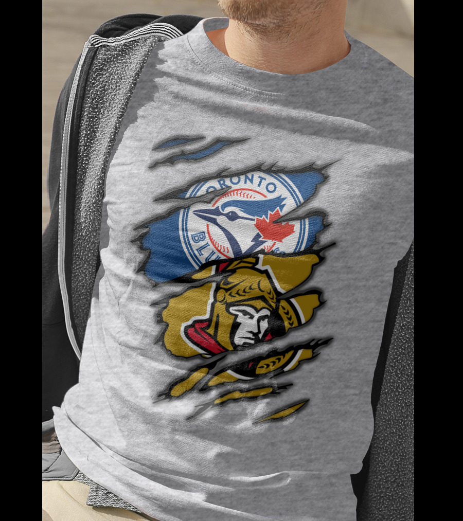 Toronto Blue Jays Ottawa Senators Dual Logo Rip T-Shirt