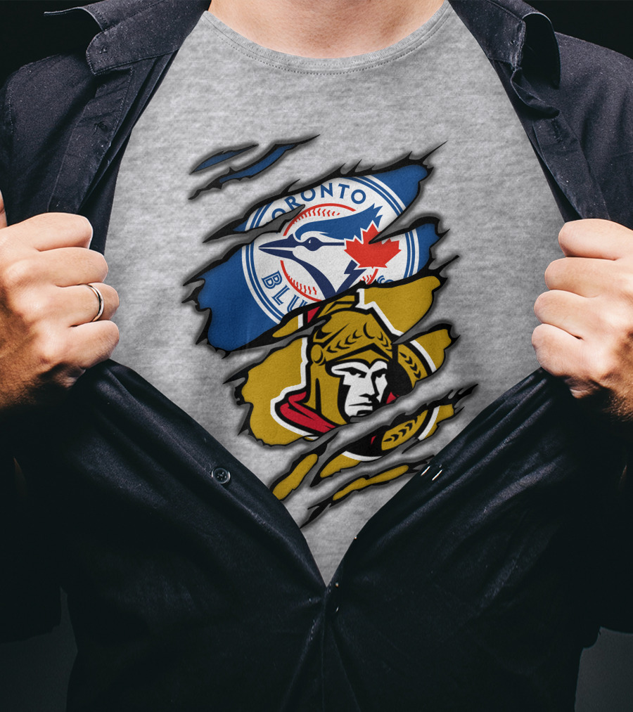 Toronto Blue Jays Ottawa Senators Dual Logo Rip T-Shirt
