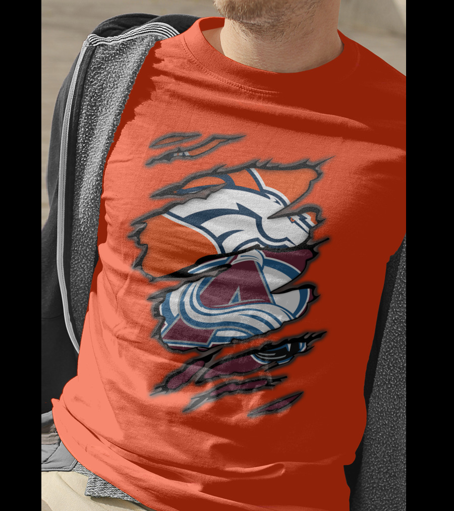 Broncos Avalanche Nfl Nhl Logo Crossover Collaboration T-Shirt