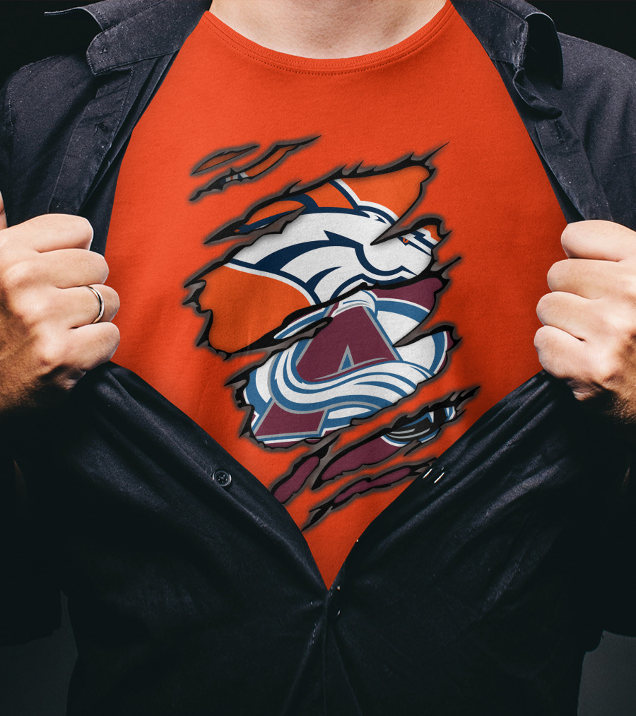 Broncos Avalanche Nfl Nhl Logo Crossover Collaboration T-Shirt