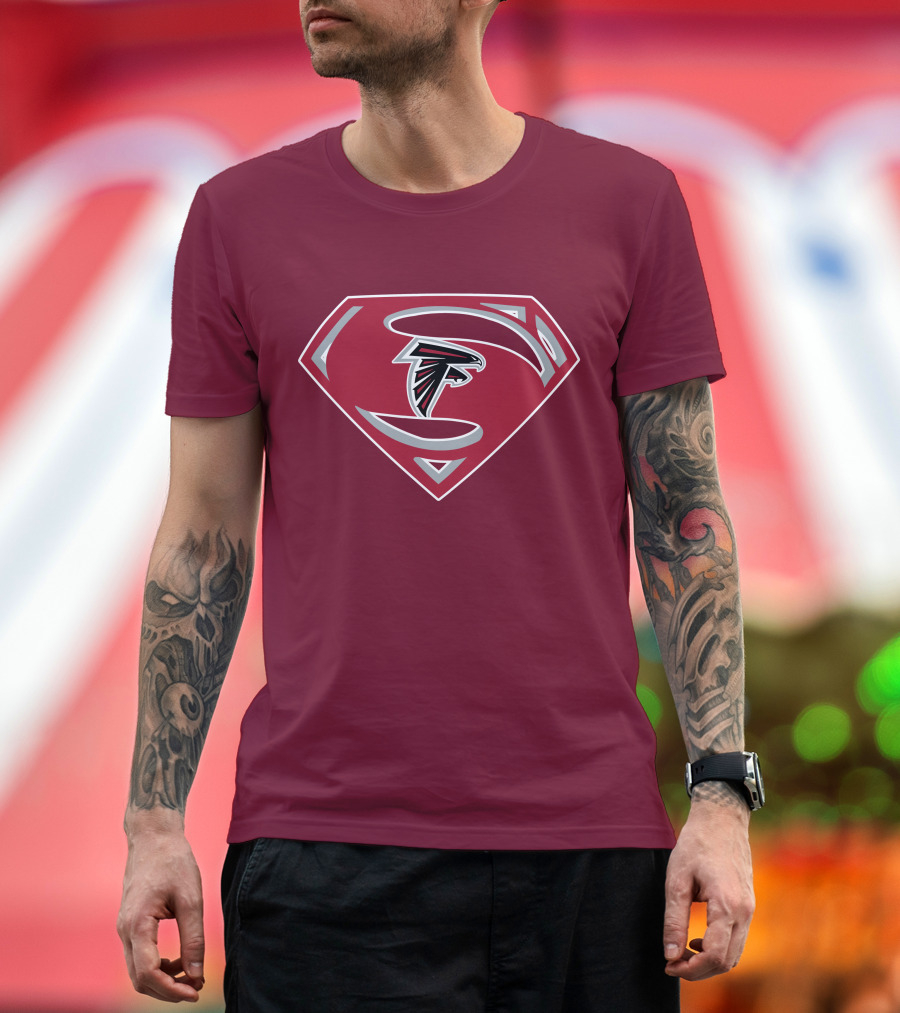 Atlanta Falcons Super Man Logo Combination T-Shirt
