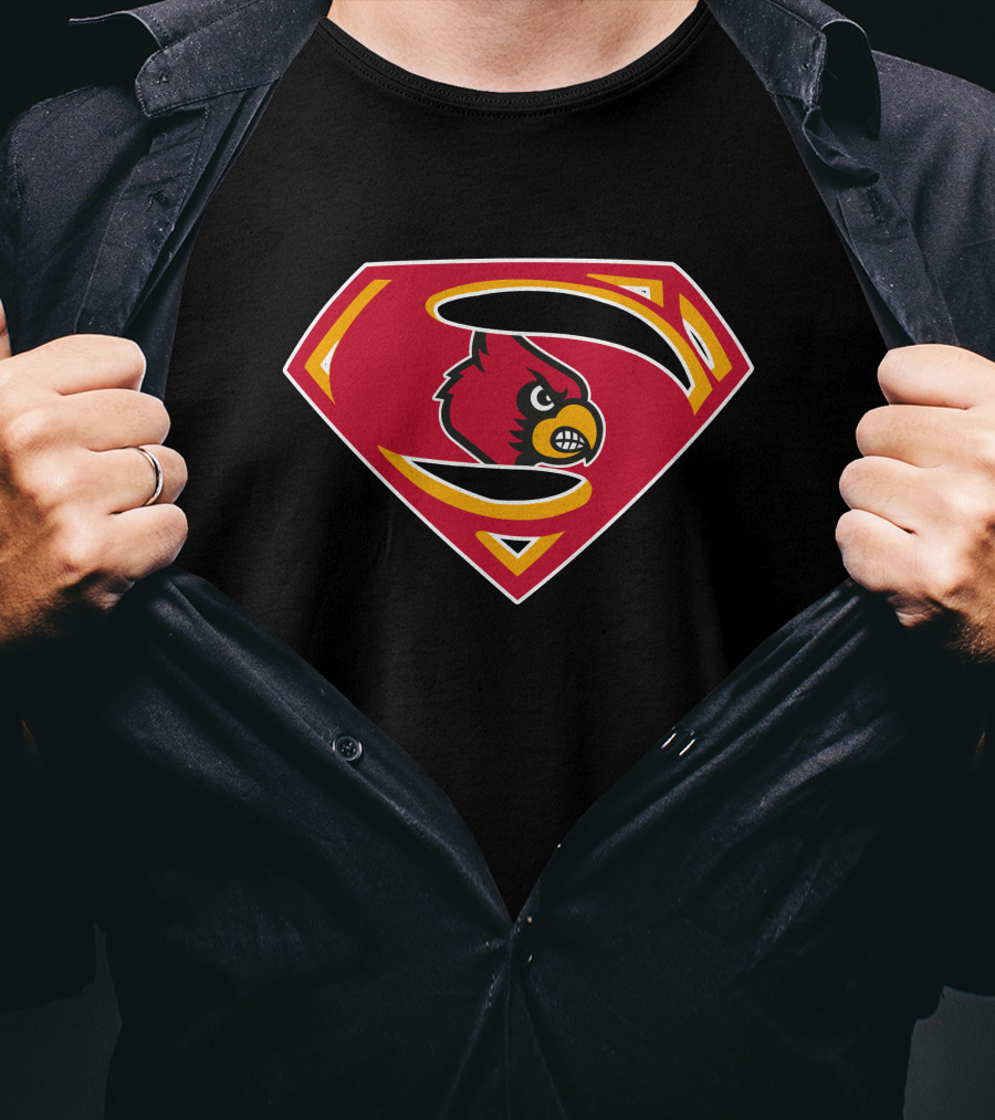 Louisville Cardinals Superman Logo Combination T-Shirt