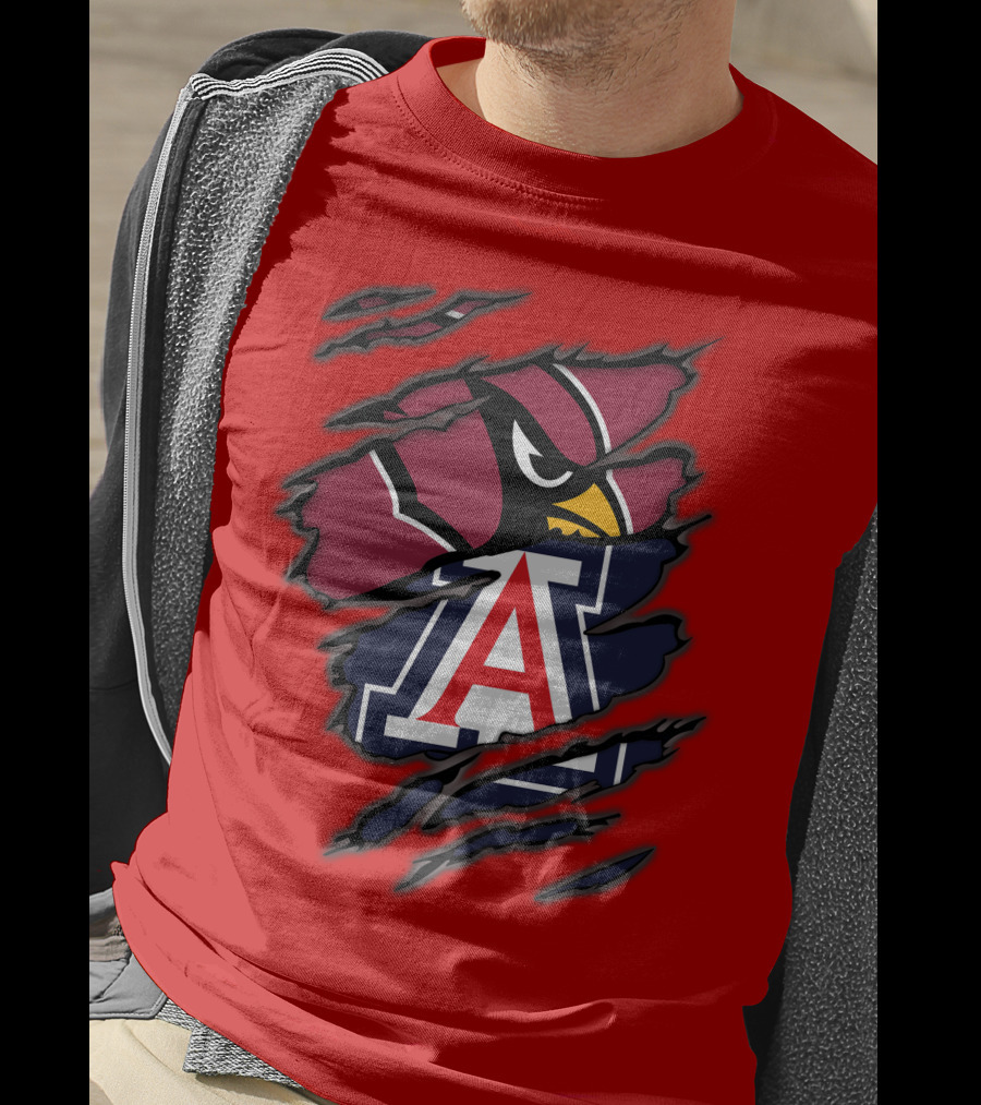 Arizona Cardinals University Wildcats Logo Fusion T-Shirt