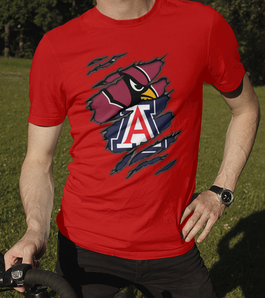 Arizona Cardinals University Wildcats Logo Fusion T-Shirt