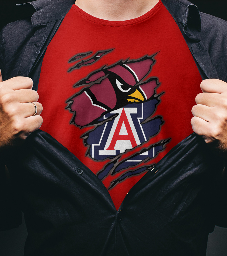Arizona Cardinals University Wildcats Logo Fusion T-Shirt