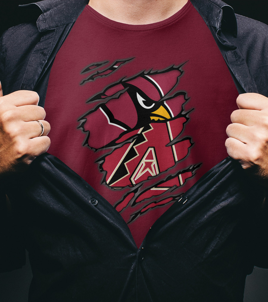 Cardinals And Diamondbacks Union Ripped Claw Marks Logo Fan T-Shirt