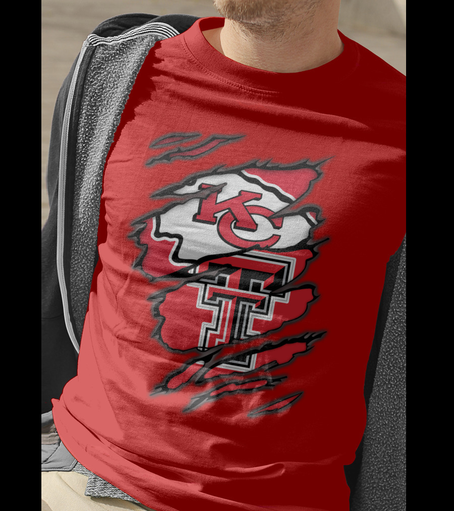 Kansas City Chiefs Texas Tech Red Raiders Logo Fusion T-Shirt
