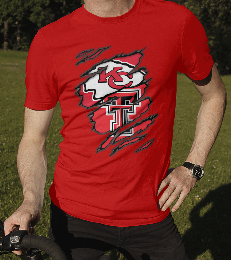 Kansas City Chiefs Texas Tech Red Raiders Logo Fusion T-Shirt