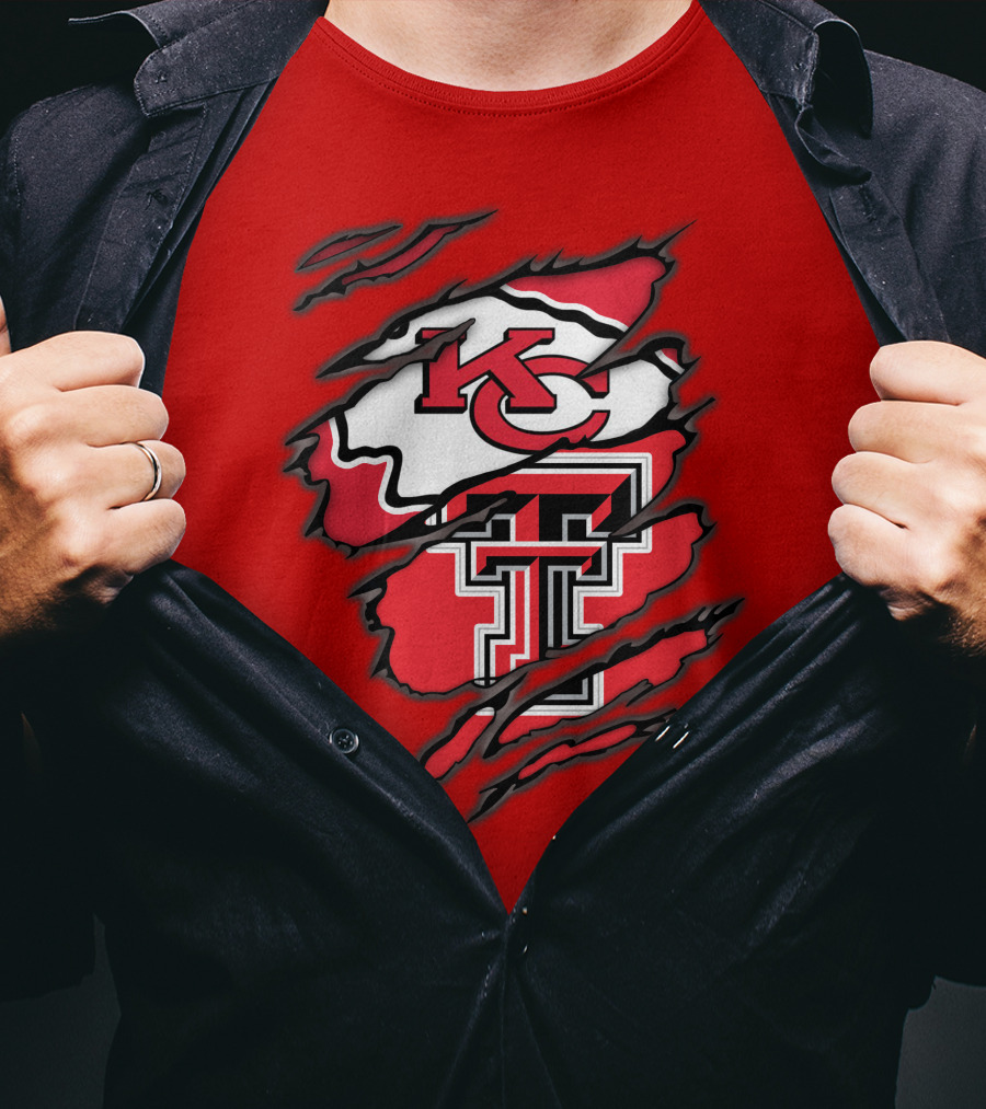 Kansas City Chiefs Texas Tech Red Raiders Logo Fusion T-Shirt