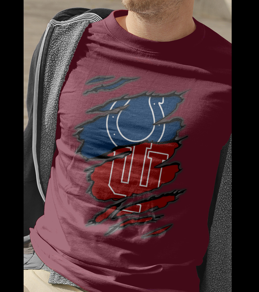 Colts Hoosiers Blue Horseshoe Red Interlocking IU T-Shirt
