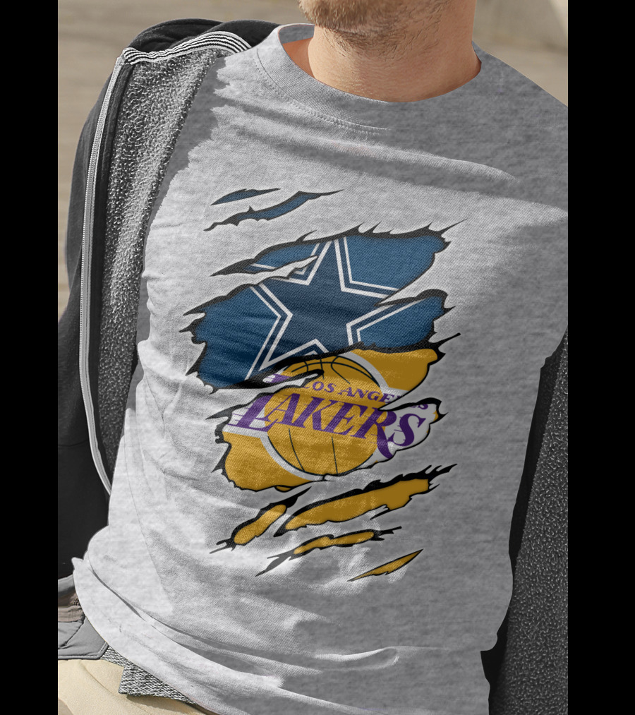 Dallas Cowboys Los Angeles Lakers Logo Mashup T-Shirt