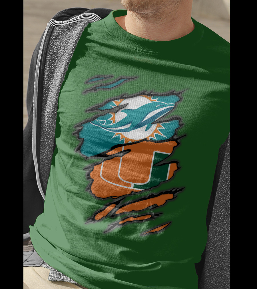 Miami Dolphins Miami Hurricanes Logo Blend T-Shirt