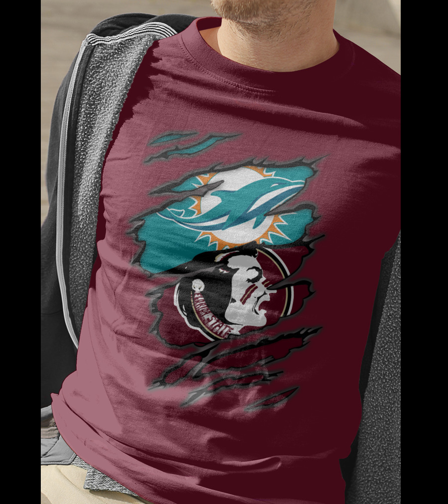 Miami Dolphins Florida State Seminoles Logo Mashup T-Shirt