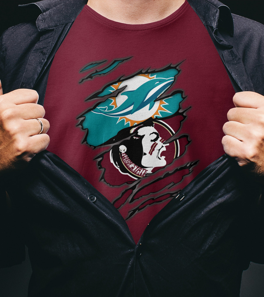 Miami Dolphins Florida State Seminoles Logo Mashup T-Shirt