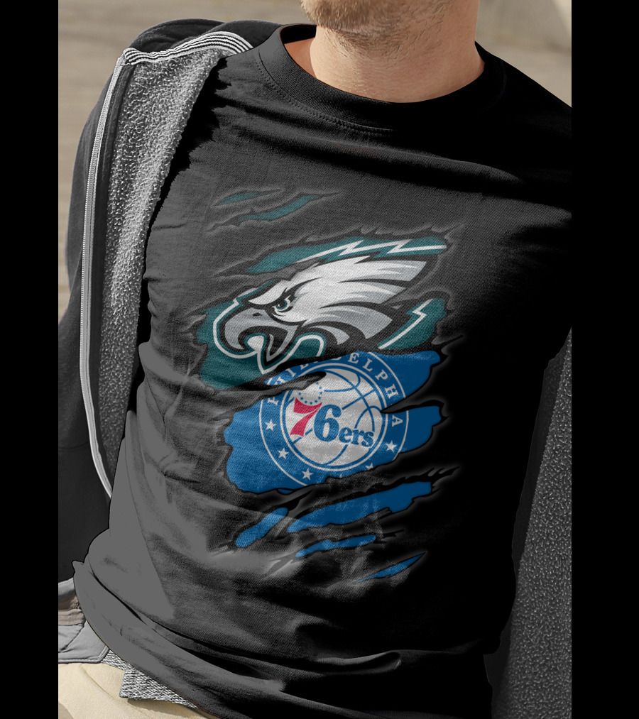Philadelphia Eagles And 76ers Logos Combo T-Shirt