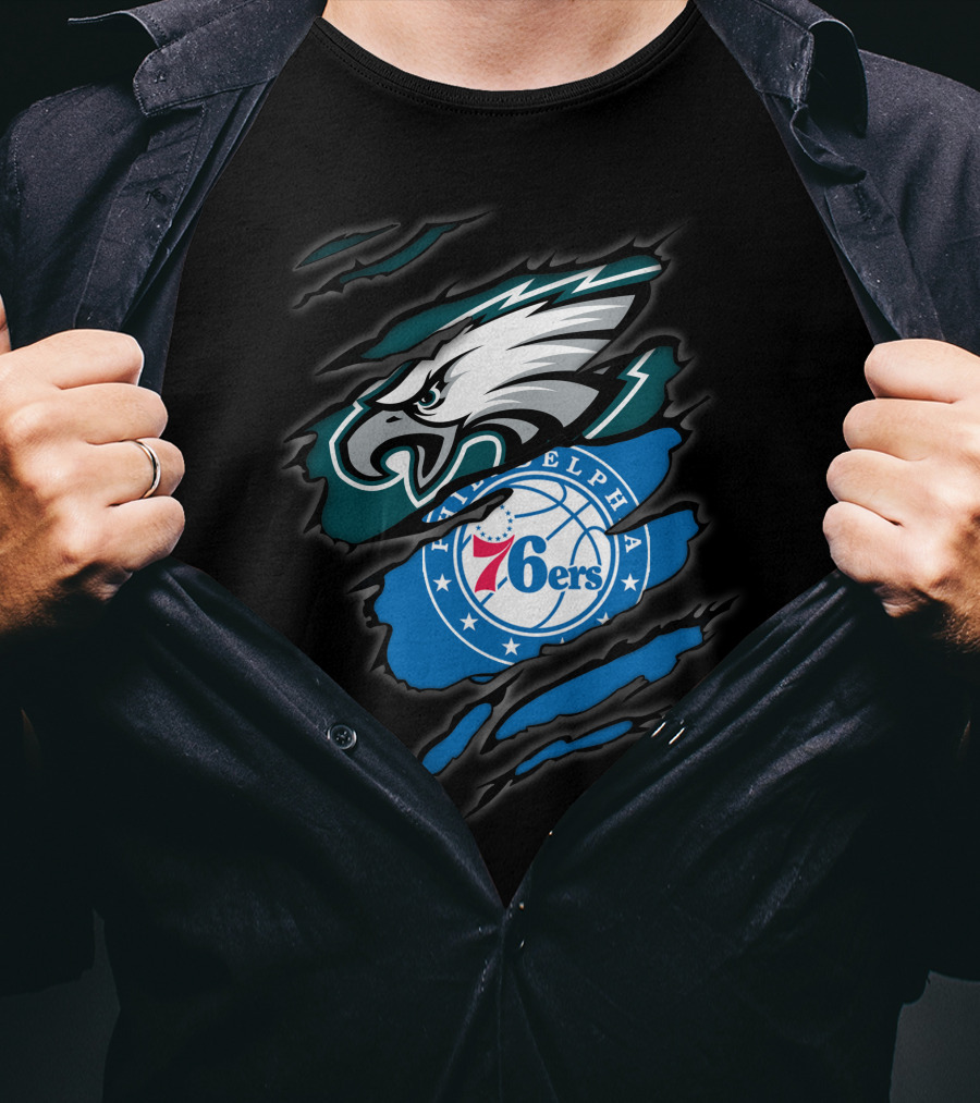 Philadelphia Eagles And 76ers Logos Combo T-Shirt
