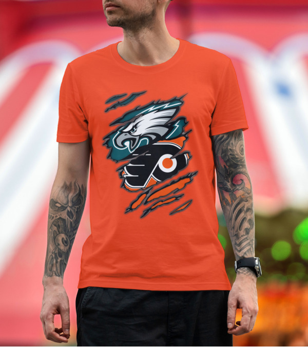 Premium T-Shirt: Philadelphia Eagles Flyers Logo Mashup T-Shirt Philadelphia Eagles Flyers Logo Mashup T-Shirt