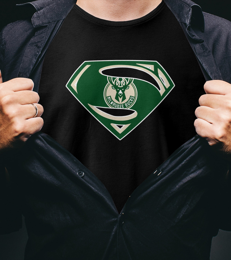 Milwaukee Bucks Superman Logo Mashup T-Shirt