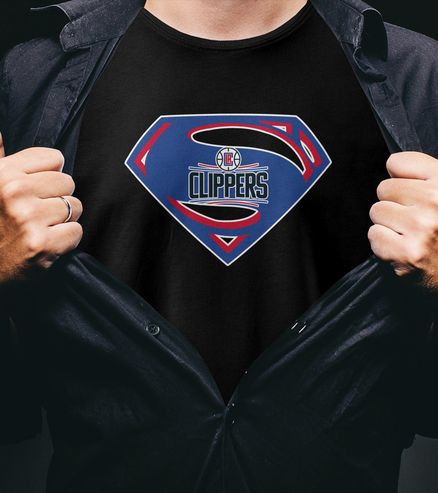 Superman Shield With La Clippers Basketball Team T-Shirt