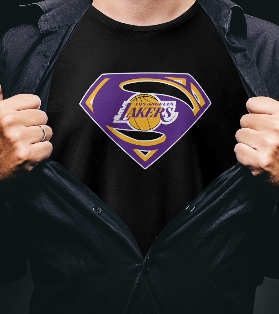 Los Angeles Lakers Purple Superman Shield T-Shirt