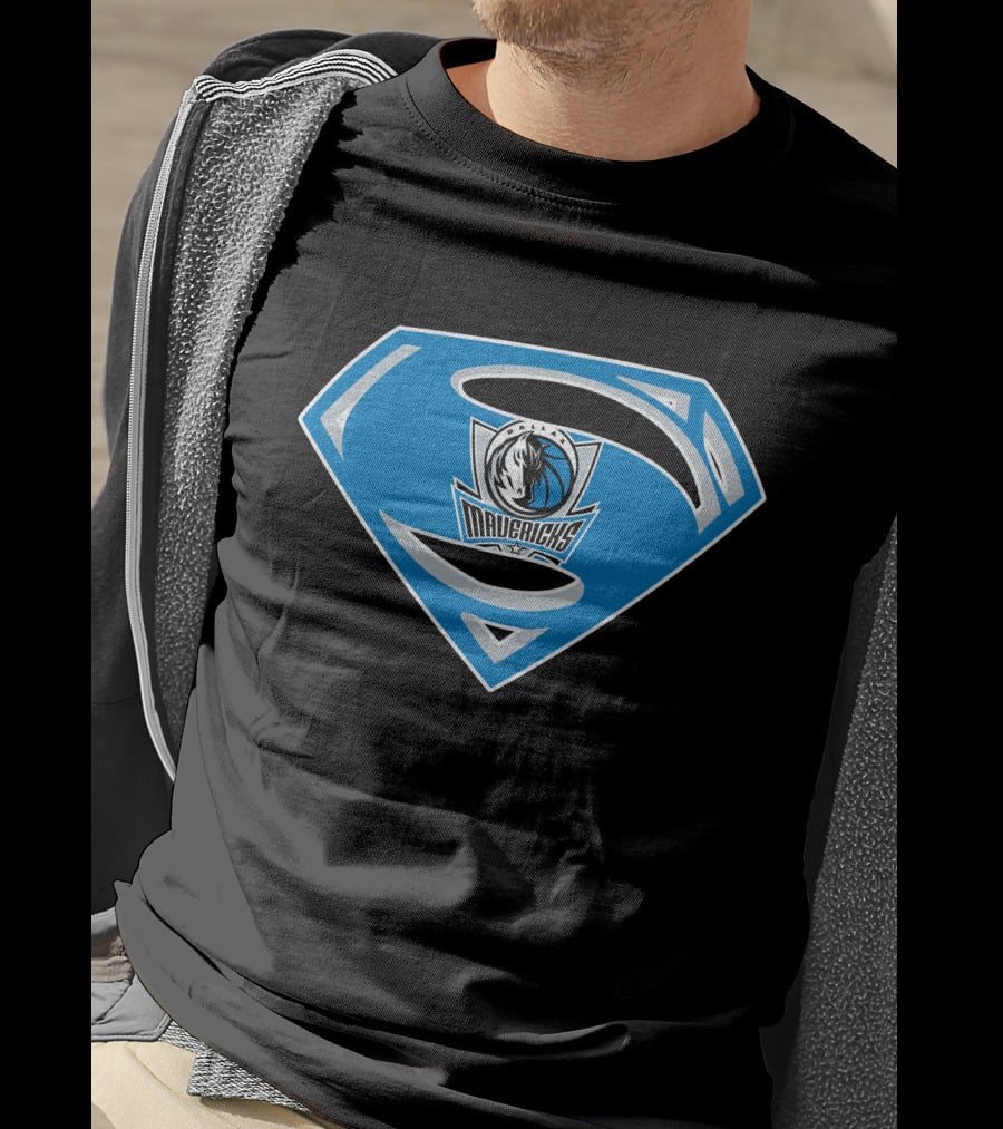 Superman Mavericks Logo With Dallas Mavericks NBA T-Shirt