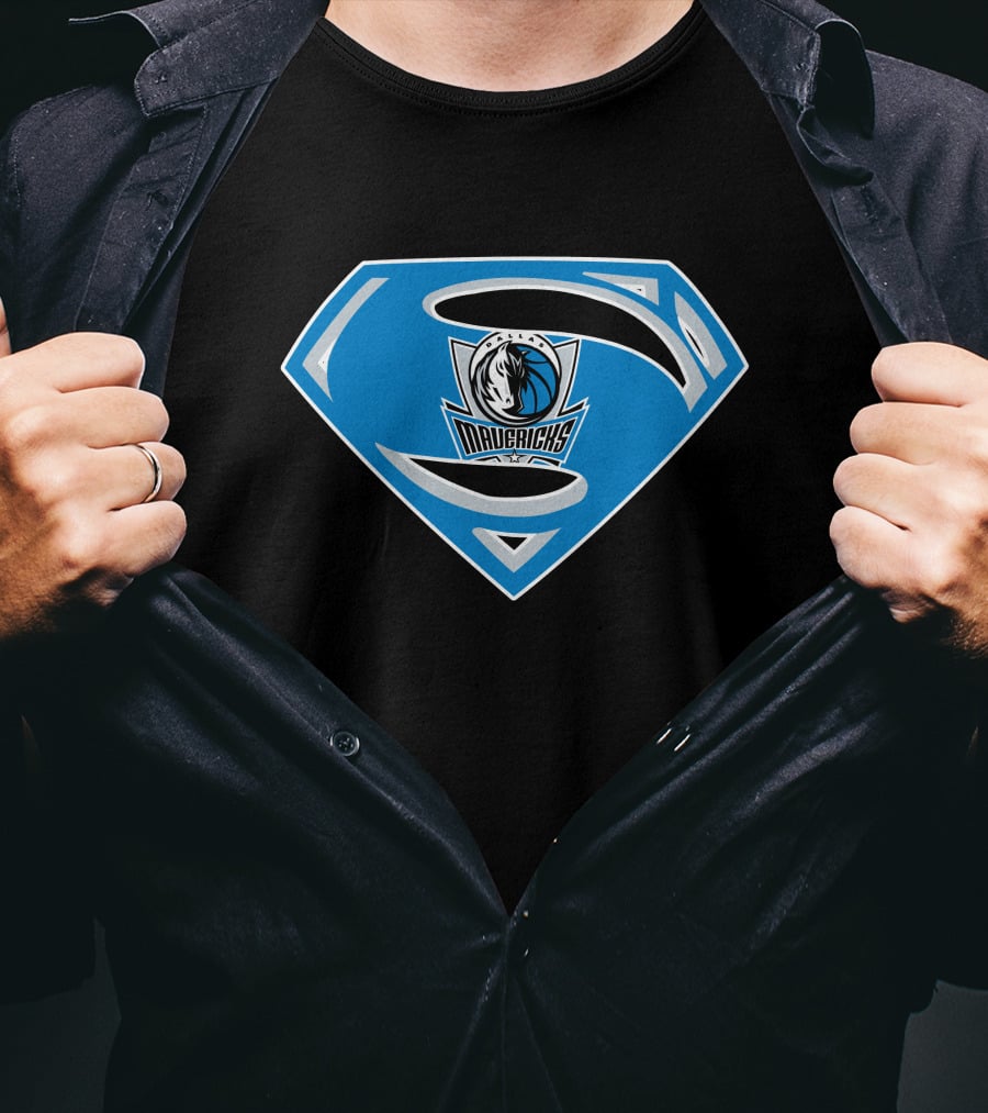 Superman Mavericks Logo With Dallas Mavericks NBA T-Shirt