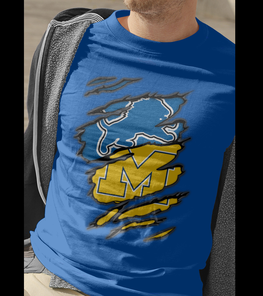 Detroit Lions Michigan Wolverines Crossover T-Shirt