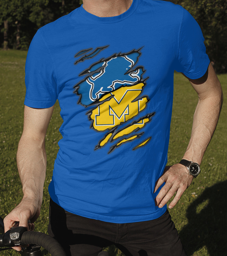 Detroit Lions Michigan Wolverines Crossover T-Shirt