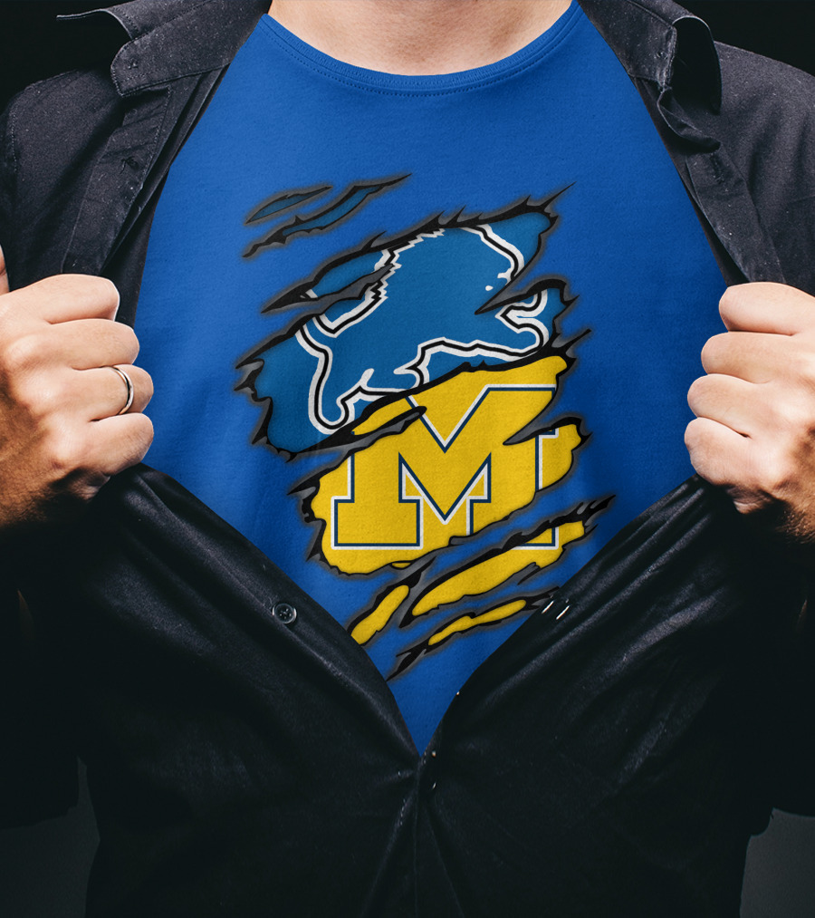 Detroit Lions Michigan Wolverines Crossover T-Shirt