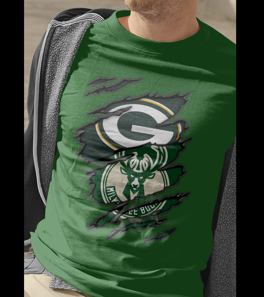 Green Bay Packers Milwaukee Bucks Crossover T-Shirt