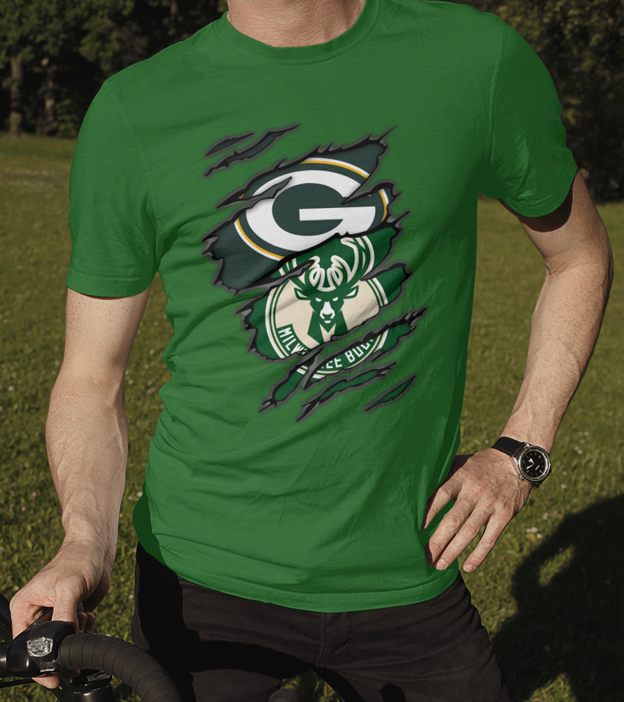 Green Bay Packers Milwaukee Bucks Crossover T-Shirt