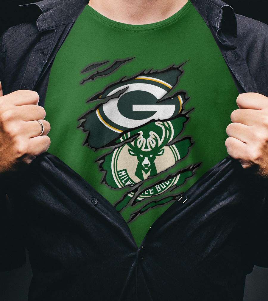 Green Bay Packers Milwaukee Bucks Crossover T-Shirt