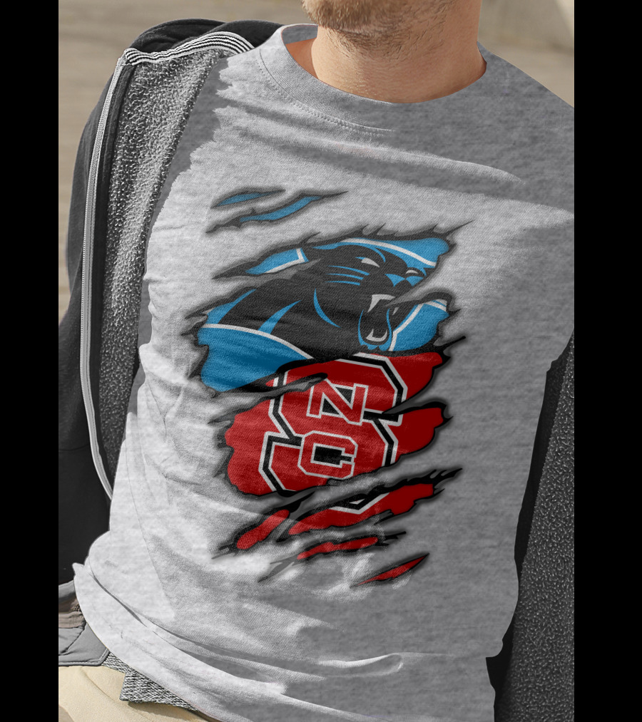 Carolina Panthers Nc State Wolfpack Claw Mark Logo Mashup T-Shirt